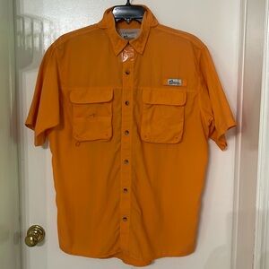 WORLDWIDE SPORTSMAN FISHING SHIRT MENS SZ M SHORT SLEEVE CORAL-ORANGE BUTTON UP